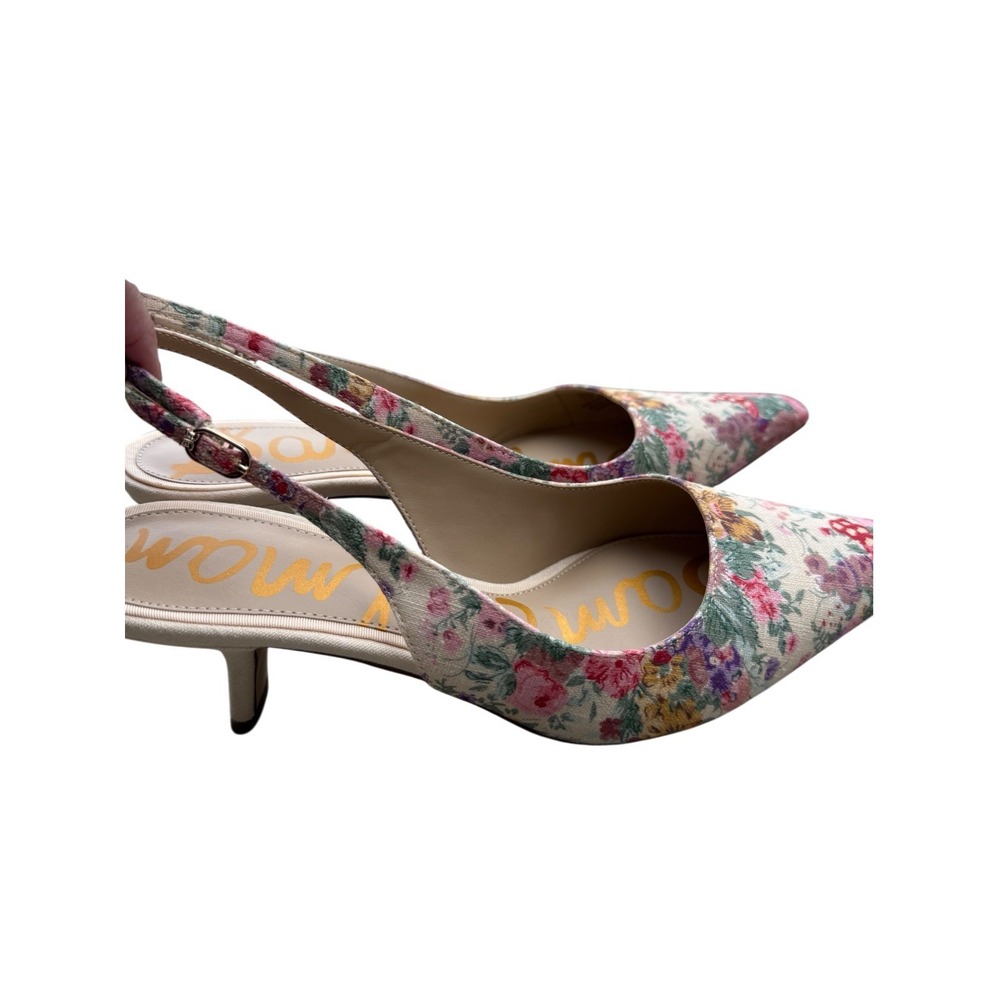 Sam Edelman Womens 9.5 Floral Fabric Slingback Pumps Pointed Toe Kitten Heel - Picture 4 of 7